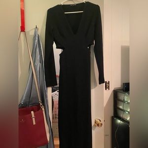 Black Shimmer Long Sleeve Dress by Express